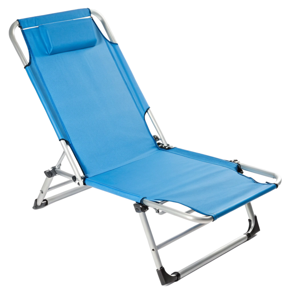 Portable Folding Aluminum and Fabric Outdoor Lounge Chair for Relaxing by the Pool or Beach png