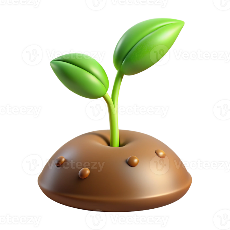 elegant artistic A sprouting seed pushing through the soil, close-up, soft natural light, realistic style authentic png