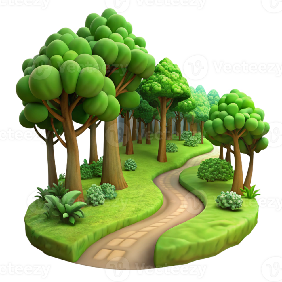 serene artistic A winding dirt path through a lush green forest, dappled sunlight, painterly style high quality png