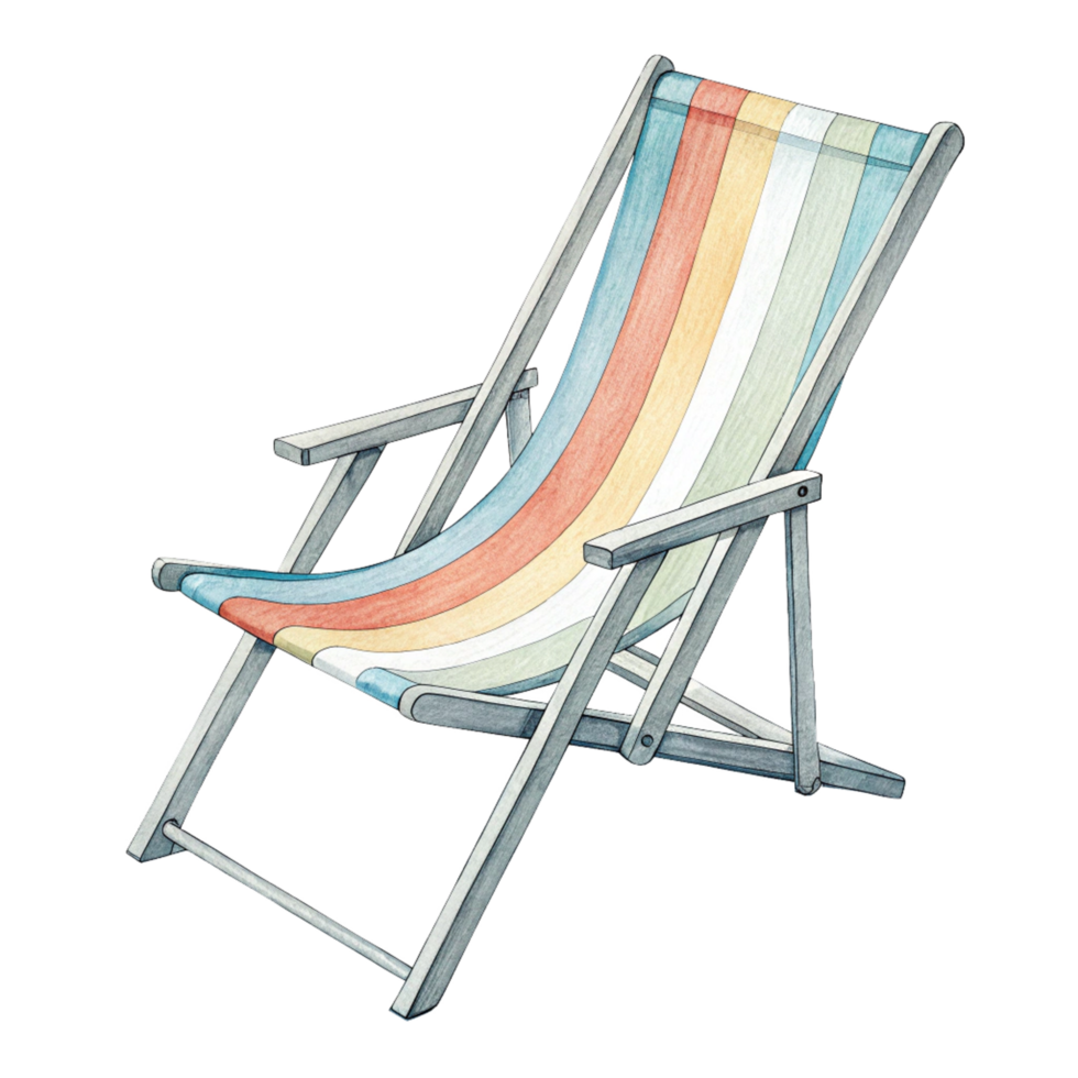 Striped Deck Chair Beach Lounger for Relaxation and Summer Fun png