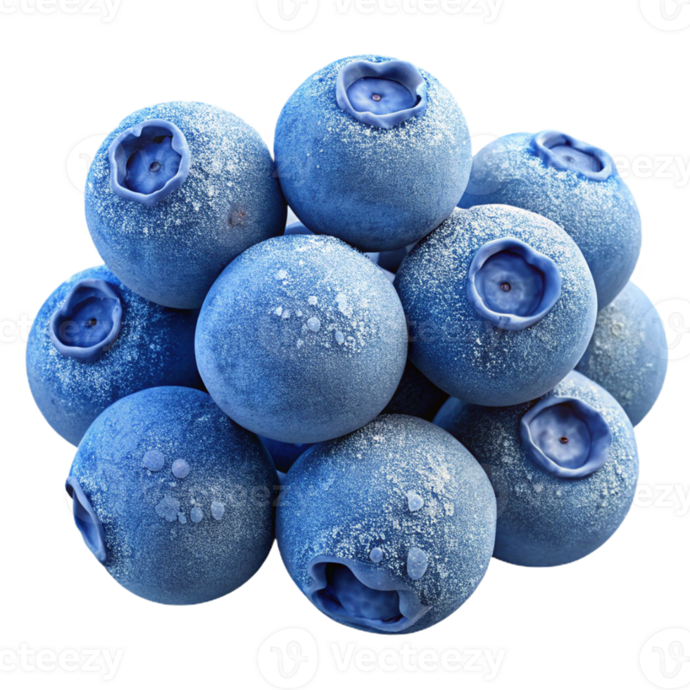 magnificent abstract A cluster of ripe blueberries covered in frost, macro photography, cool blue lighting 4K png