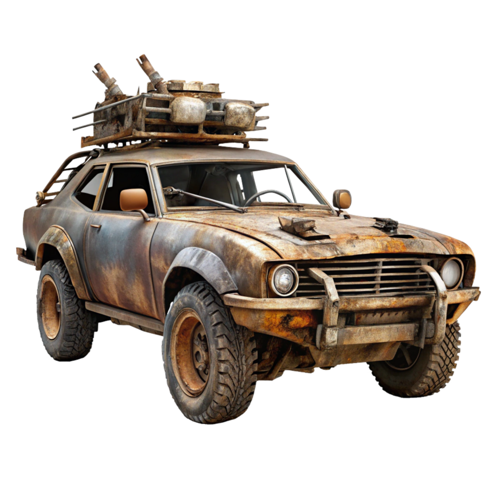 Rusty Post Apocalyptic Survivor's Vehicle, Heavily Modified OffRoad Car png
