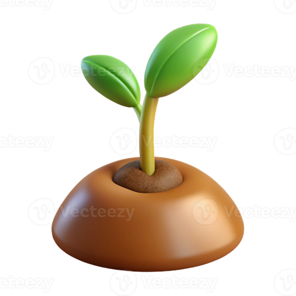 dramatic creative A sprouting seed pushing through the soil, close-up, soft natural light, realistic style premium png