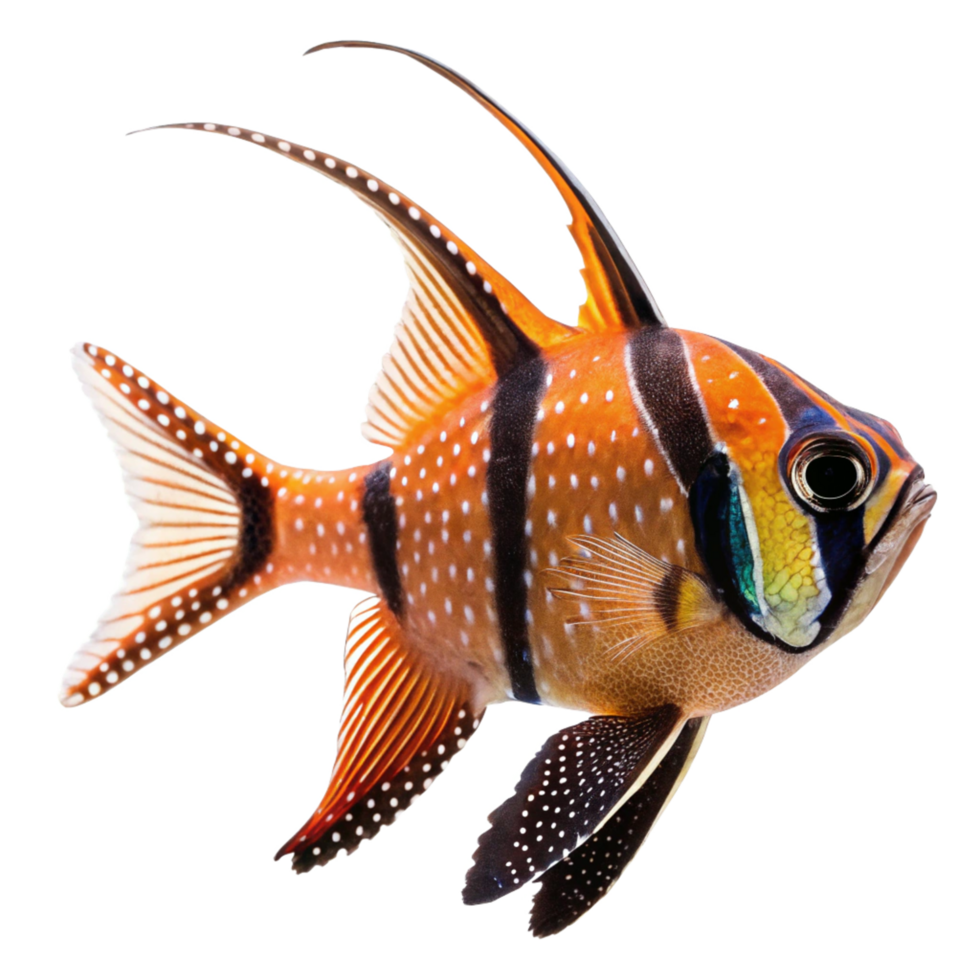 Stunning Image of a Spotted Mandarin Fish with Vibrant Orange and Black Stripes png