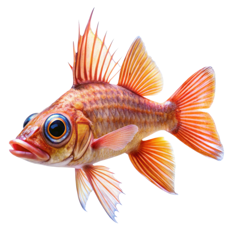 Stunning Red and Orange Tropical Fish with Striking Features and Fins png