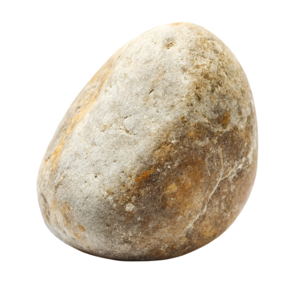 A Single Smooth River Rock with Beige Brown and Gray Tones Isolated on Black Background png