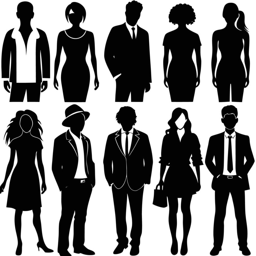 Isolated Silhouettes of a Diverse Group of Individuals vector