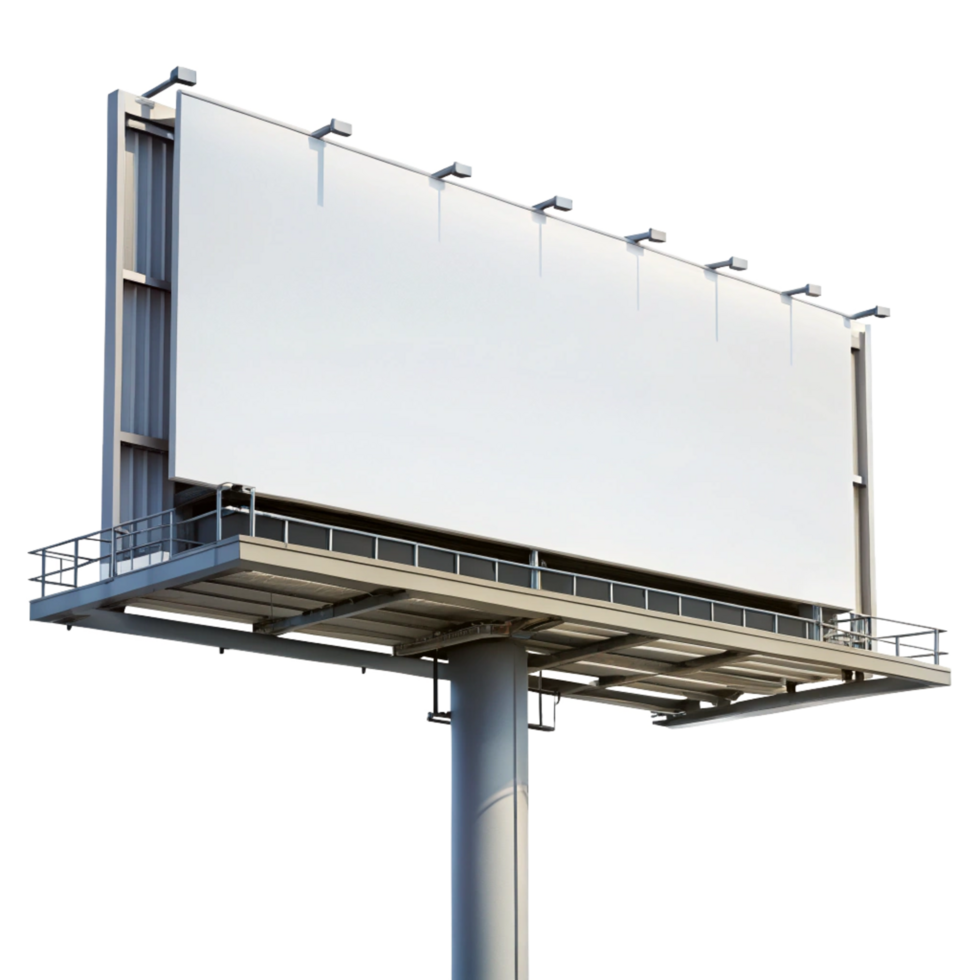 Large Blank Billboard Sign on a Metal Structure Against Black Background png