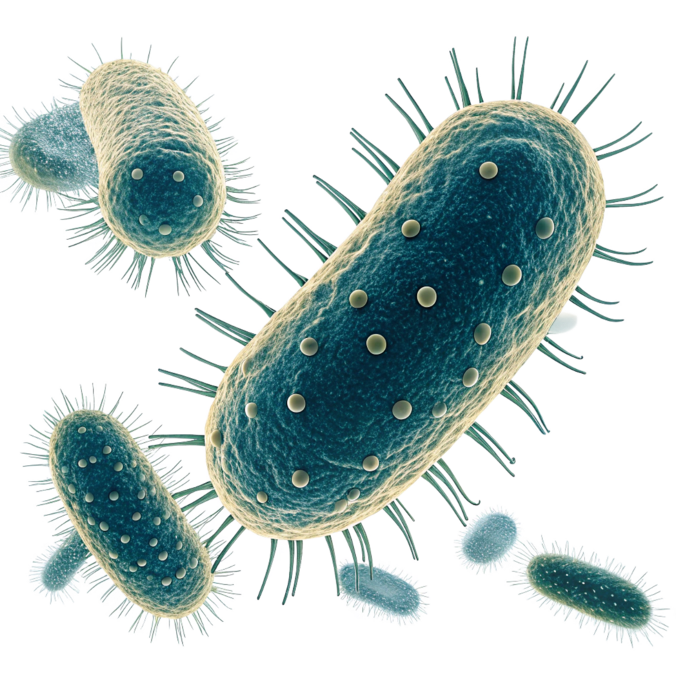 Microscopic View of RodShaped Bacteria with Flagella A Detailed Look at Bacterial Morphology and Structure png