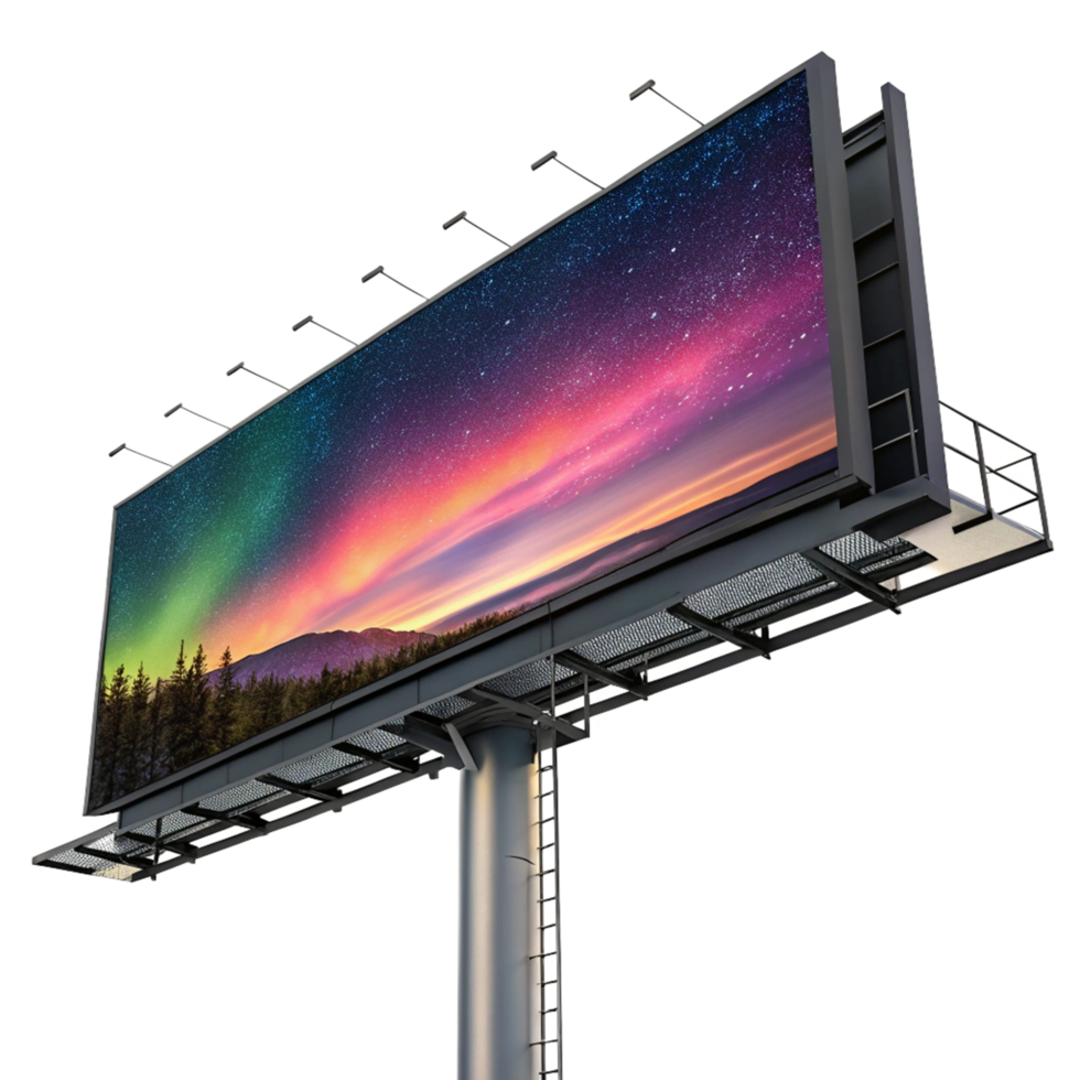 Large Outdoor Billboard Displaying a Stunning Aurora Borealis Night Sky Scene png