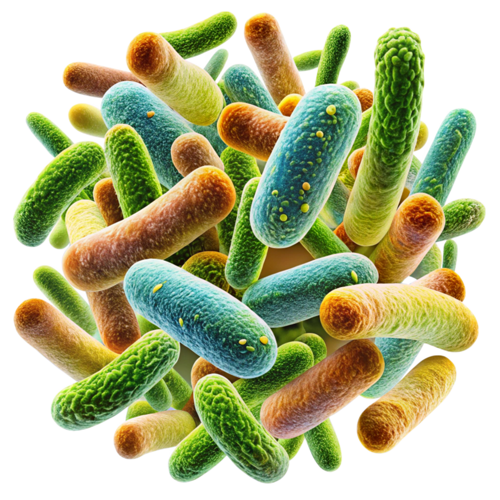Microscopic View of a Cluster of Colorful Bacteria Rods png