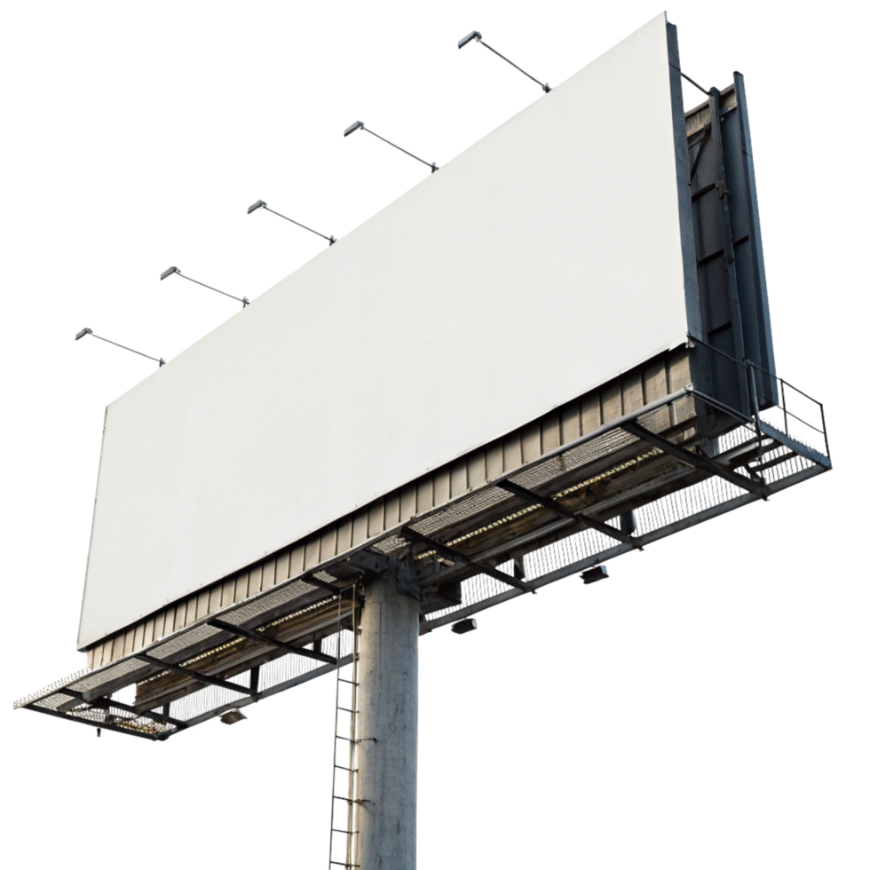 Large Blank Billboard Advertising Sign with Metal Structure and Lighting png
