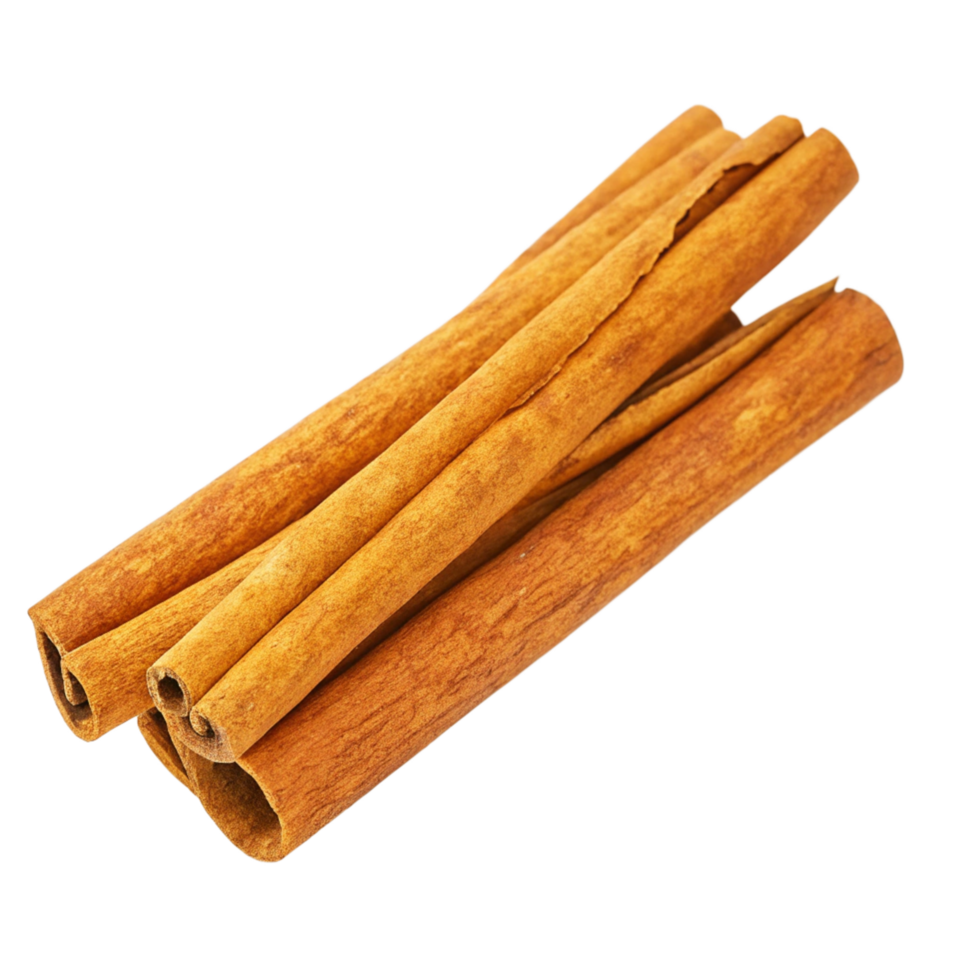 Aromatic Cinnamon Sticks Bundle Closeup on Black Background png