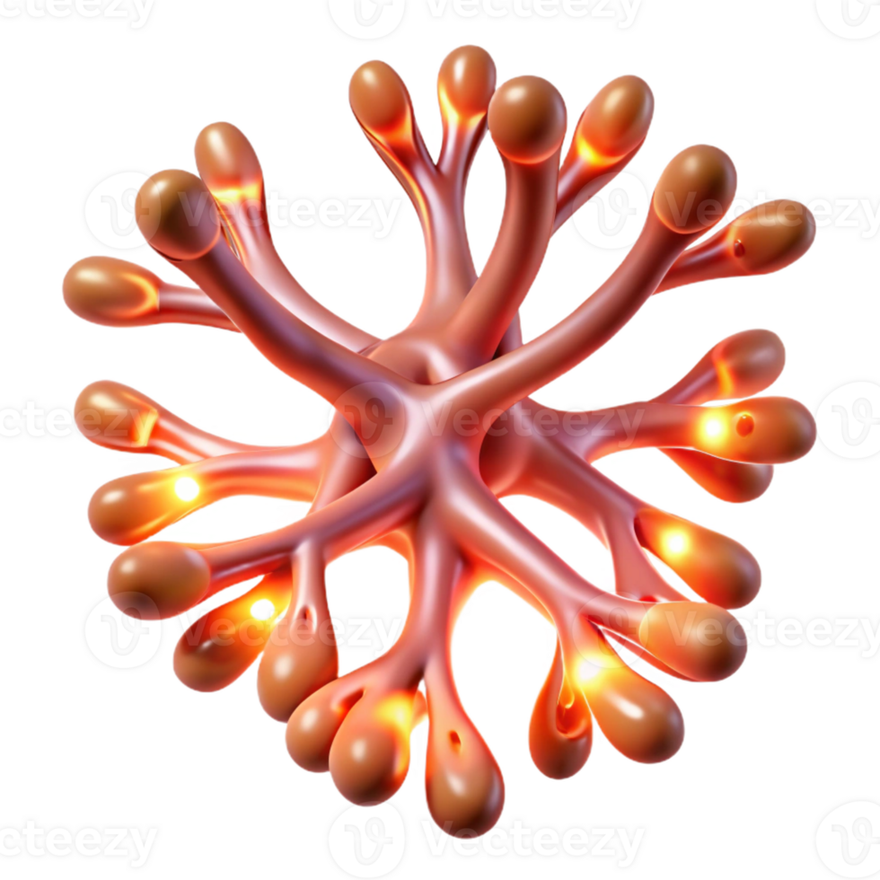 serene creative A network of pulsating, bioluminescent veins and arteries, with a warm, organic glow, in a biological, anatomical style exclusive png