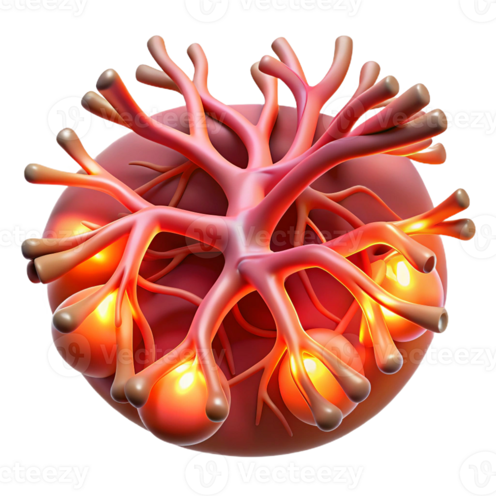 magnificent classic A network of pulsating, bioluminescent veins and arteries, with a warm, organic glow, in a biological, anatomical style exclusive png