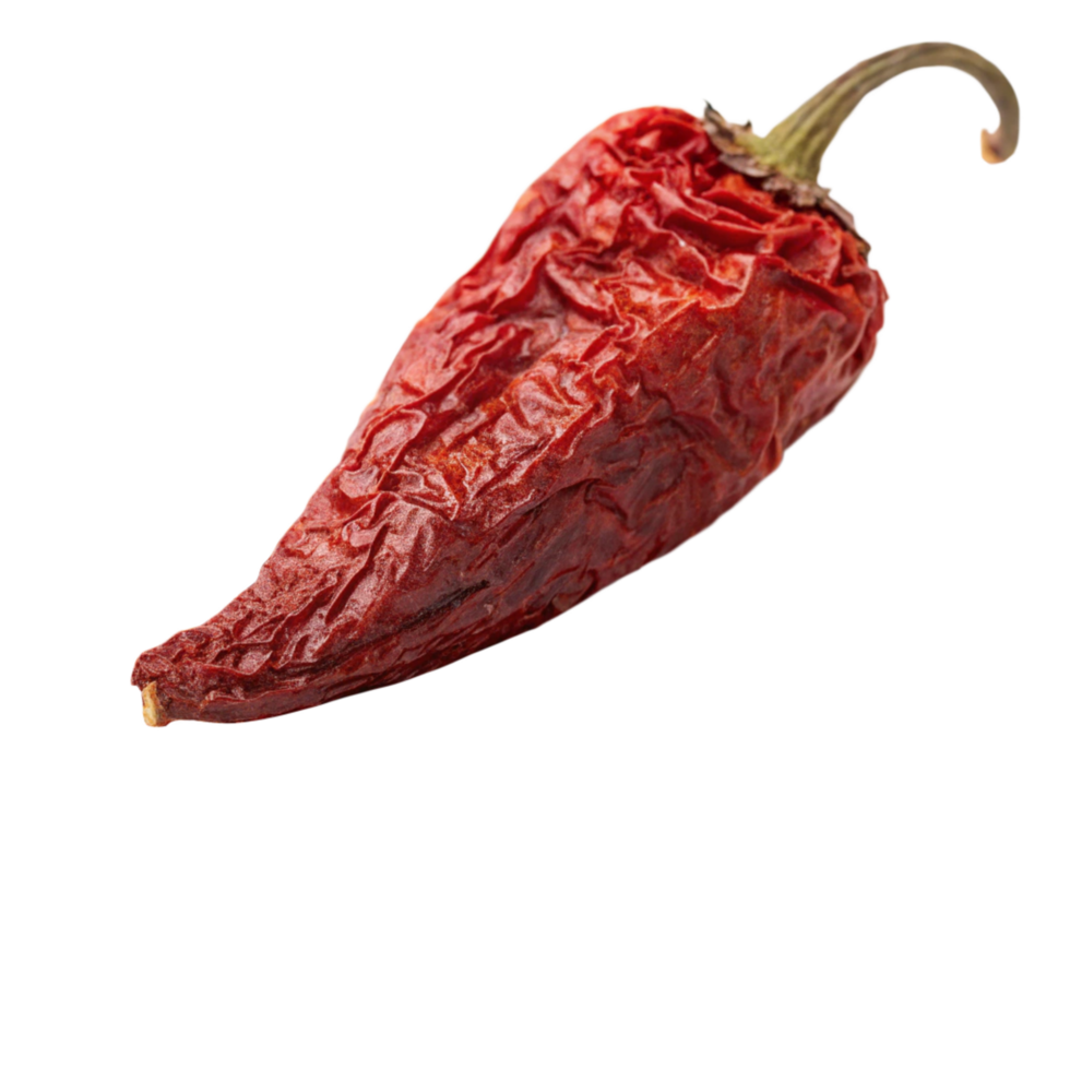 A Single Dried Red Chili Pepper Isolated on Black Background png