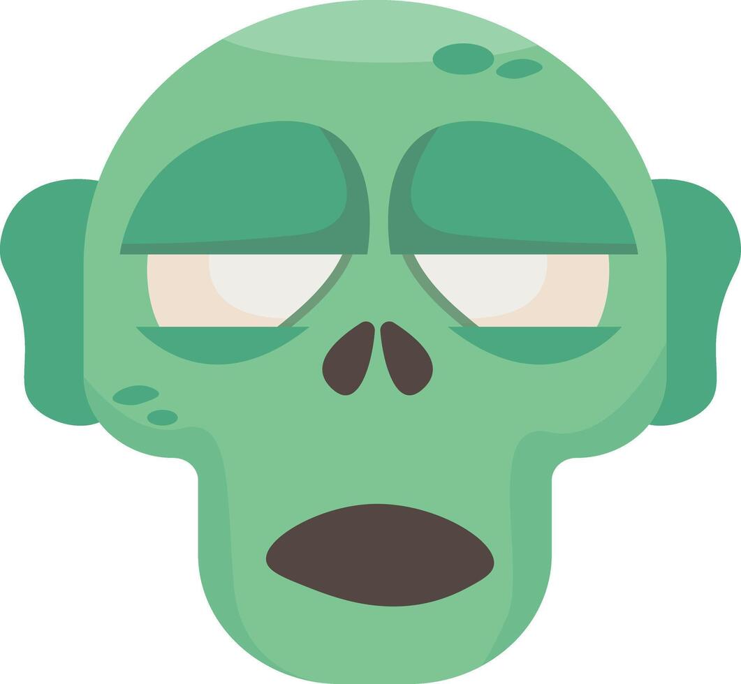Green Zombie Head with Brain Exposure vector