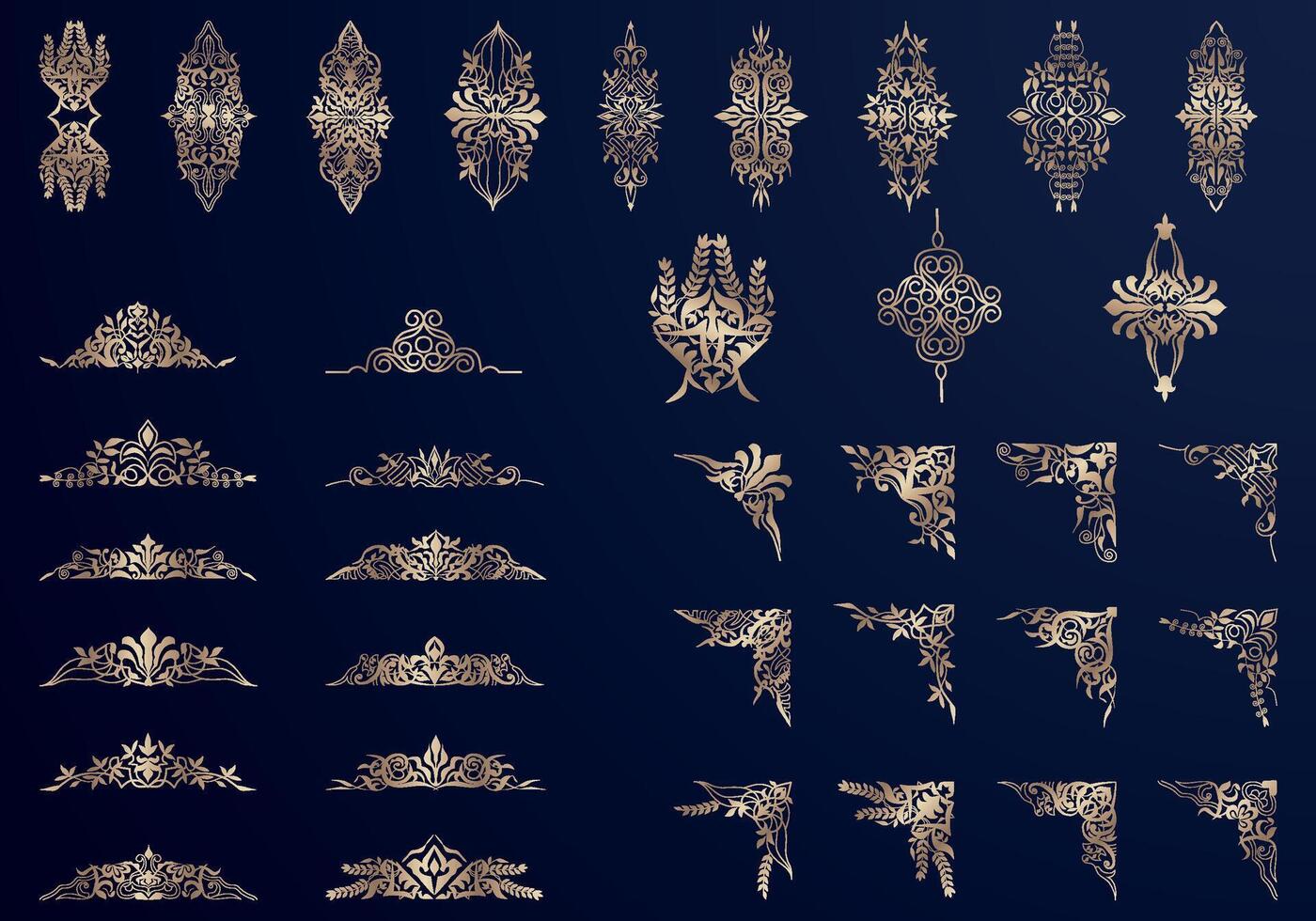 Collection of Elegant corner sets for Vintage and Luxury Designs vector