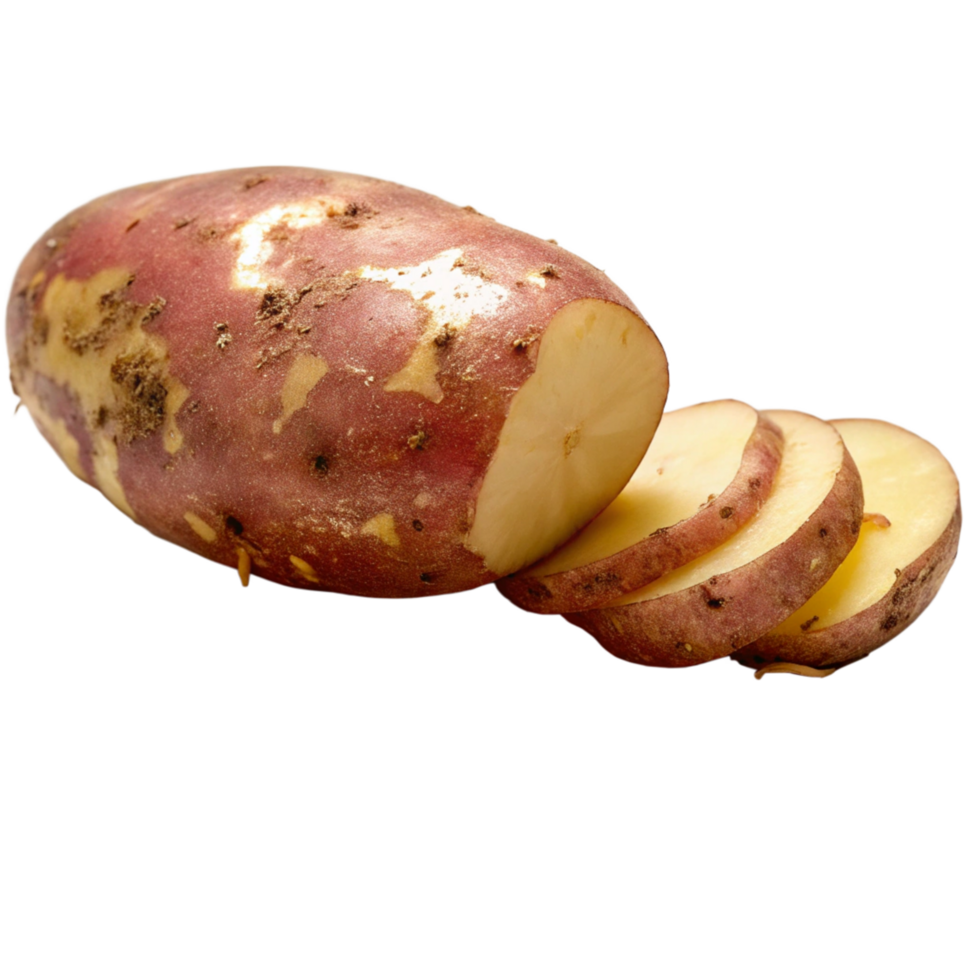 A Red Potato Cut into Slices Showing its Interior and Texture png