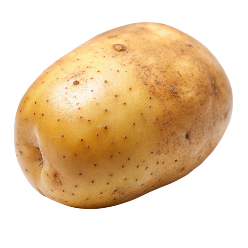 A Single Raw Yellow Potato Isolated on Black Background A Detailed Closeup of a Rustic Potato png