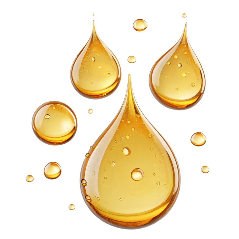 Golden Oil Droplets Falling on Black Background High Resolution Image png