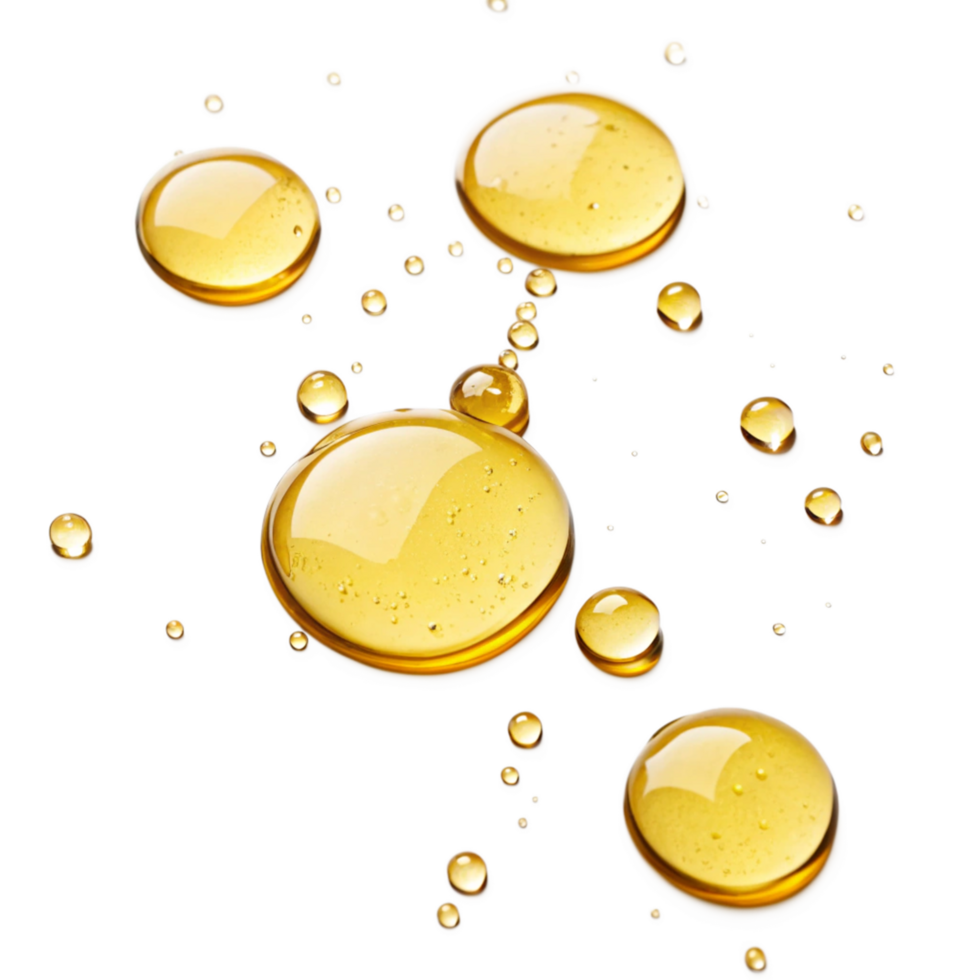 Golden Liquid Droplets Splashing and Falling on Black Background png