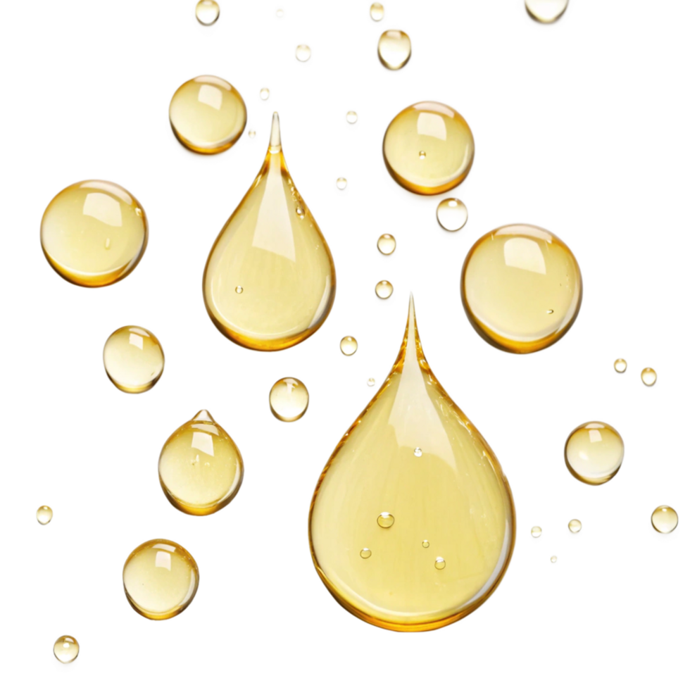 Golden Oil Droplets Falling on Black Background in Slow Motion Photography png