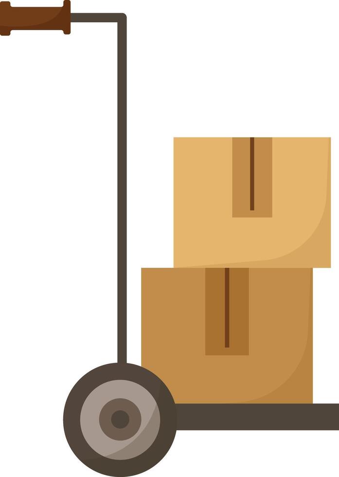 Delivery Cart with Cardboard Boxes vector