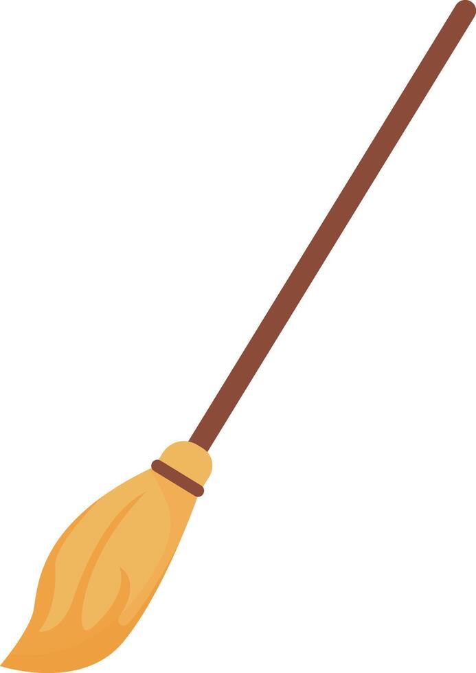 Classic Witch Broom with Straw End vector
