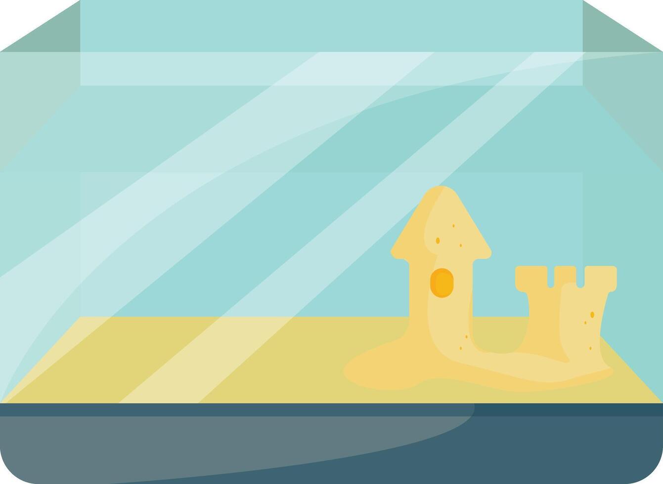 Small Aquarium with Yellow Sand and Castle vector