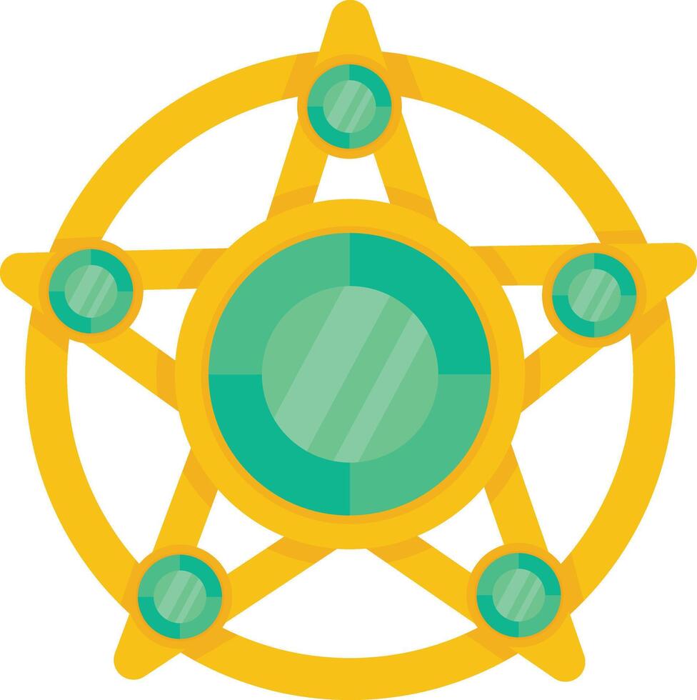 Emerald Star Amulet with Gold Frame vector