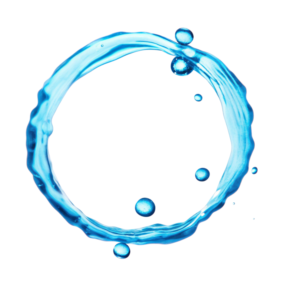 Stunning Circular Water Splash with Droplets on Black Background A Captivating Image of Liquid Dynamics png