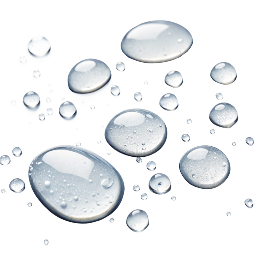 A Collection of Water Droplets on a Black Background, Showing Various Sizes and Shapes of Clear Liquid png