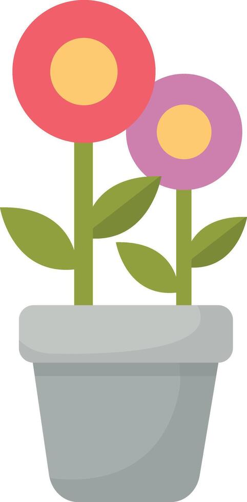 Dual Bloom Potted Plant for Decoration vector