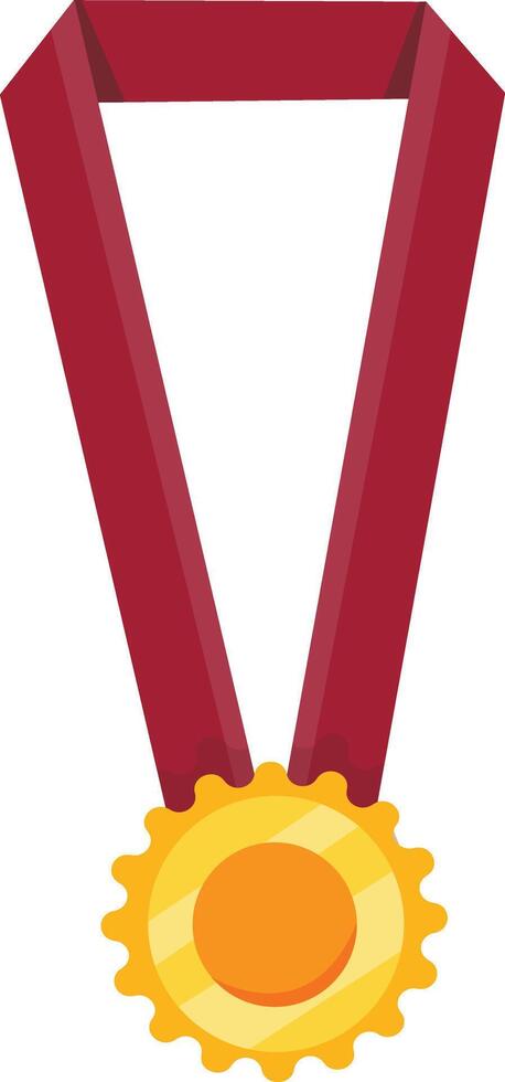 Gold Medal on Red Ribbon for Excellence vector