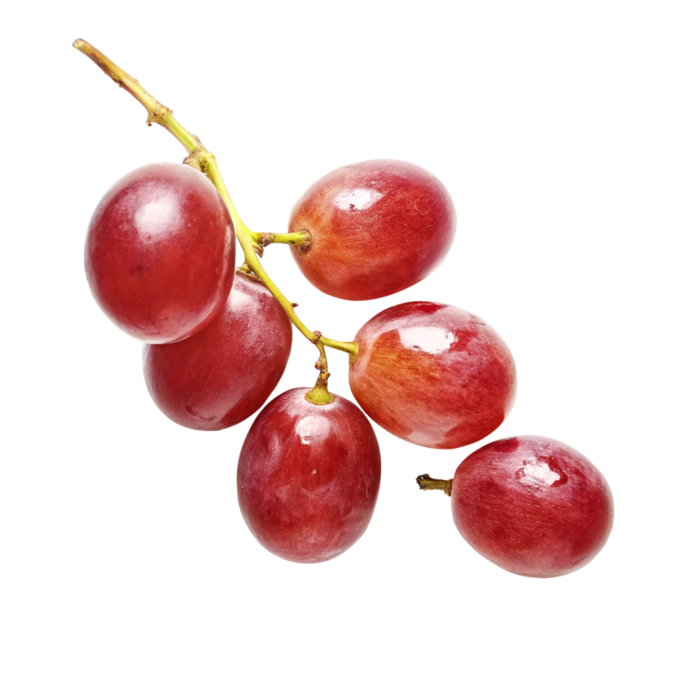 A bunch of red grapes isolated on a black background showing their vibrant color and juicy texture png