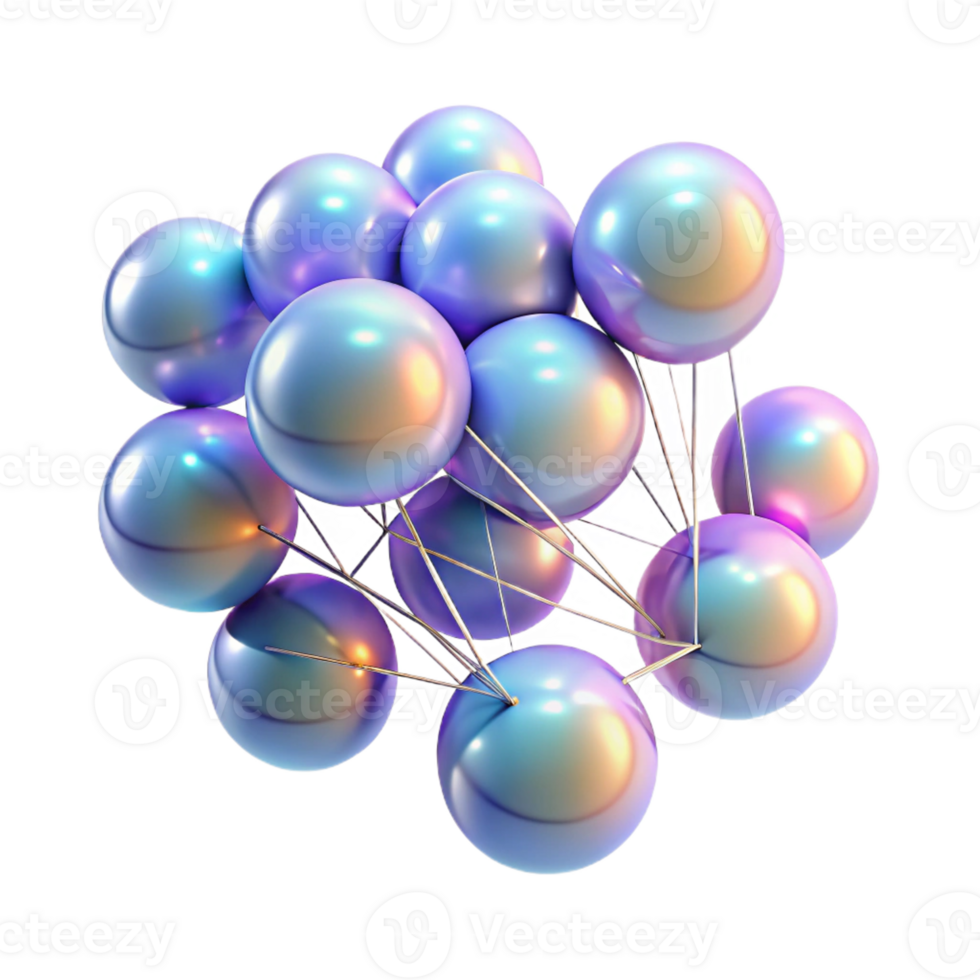 magnificent contemporary A cluster of floating, iridescent orbs, connected by thin, glowing lines, illuminated by a soft, ethereal light 4K png