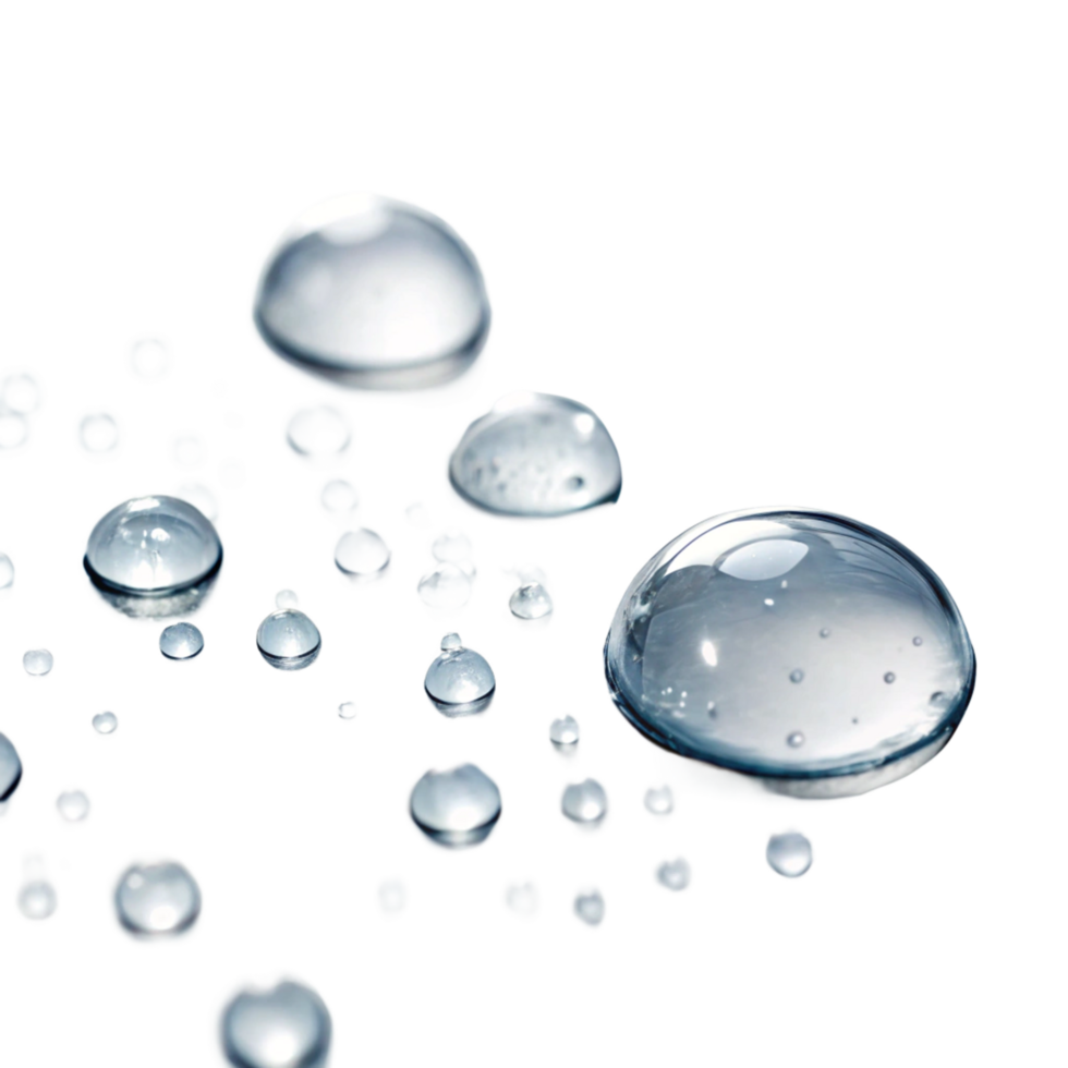 Macro Photography of Water Droplets on Black Background Showing Translucence and Surface Tension png