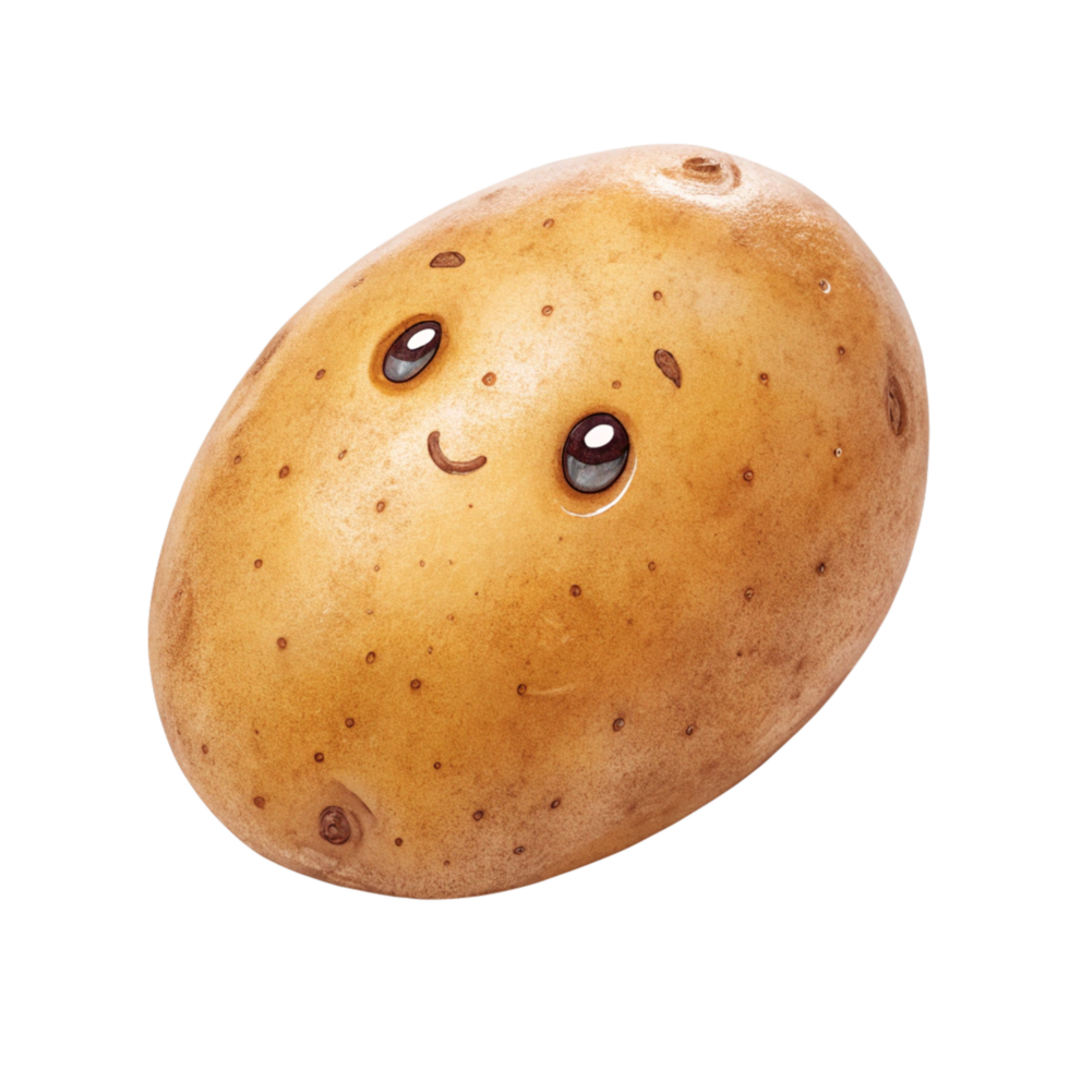 Adorable Cartoon Potato with Happy Face Isolated on Black Background png