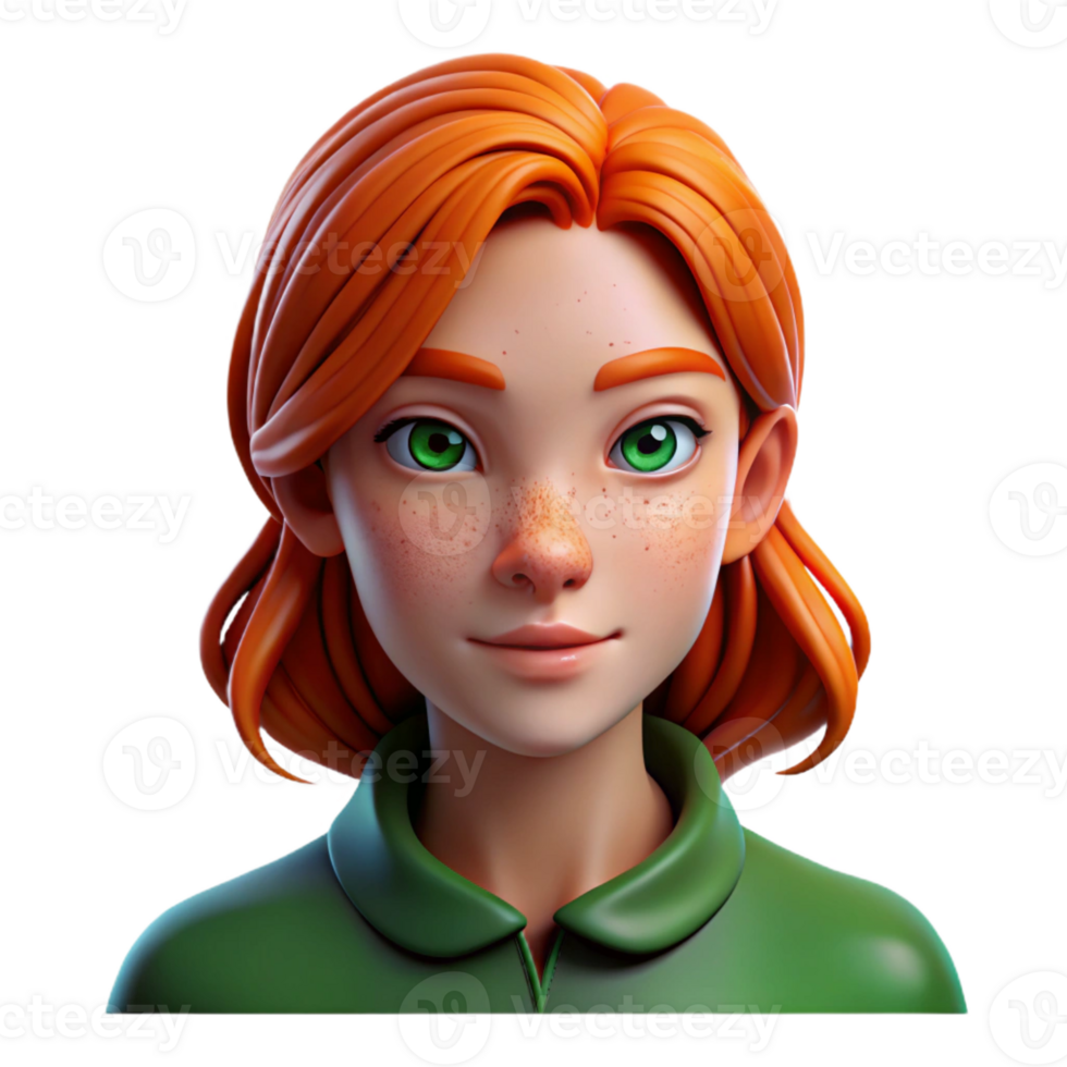 wonderful creative Portrait of a young woman with fiery red hair, freckles, and piercing green eyes, lit by a soft Rembrandt light, painted in the style of John Singer Sargent original png