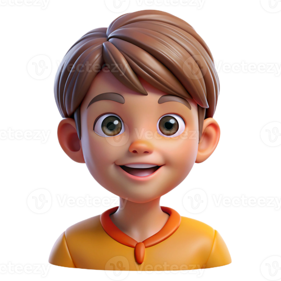 extraordinary creative Portrait of a child with bright, curious eyes and a mischievous smile, bathed in warm, natural sunlight, illustrated in a whimsical, storybook style authentic png