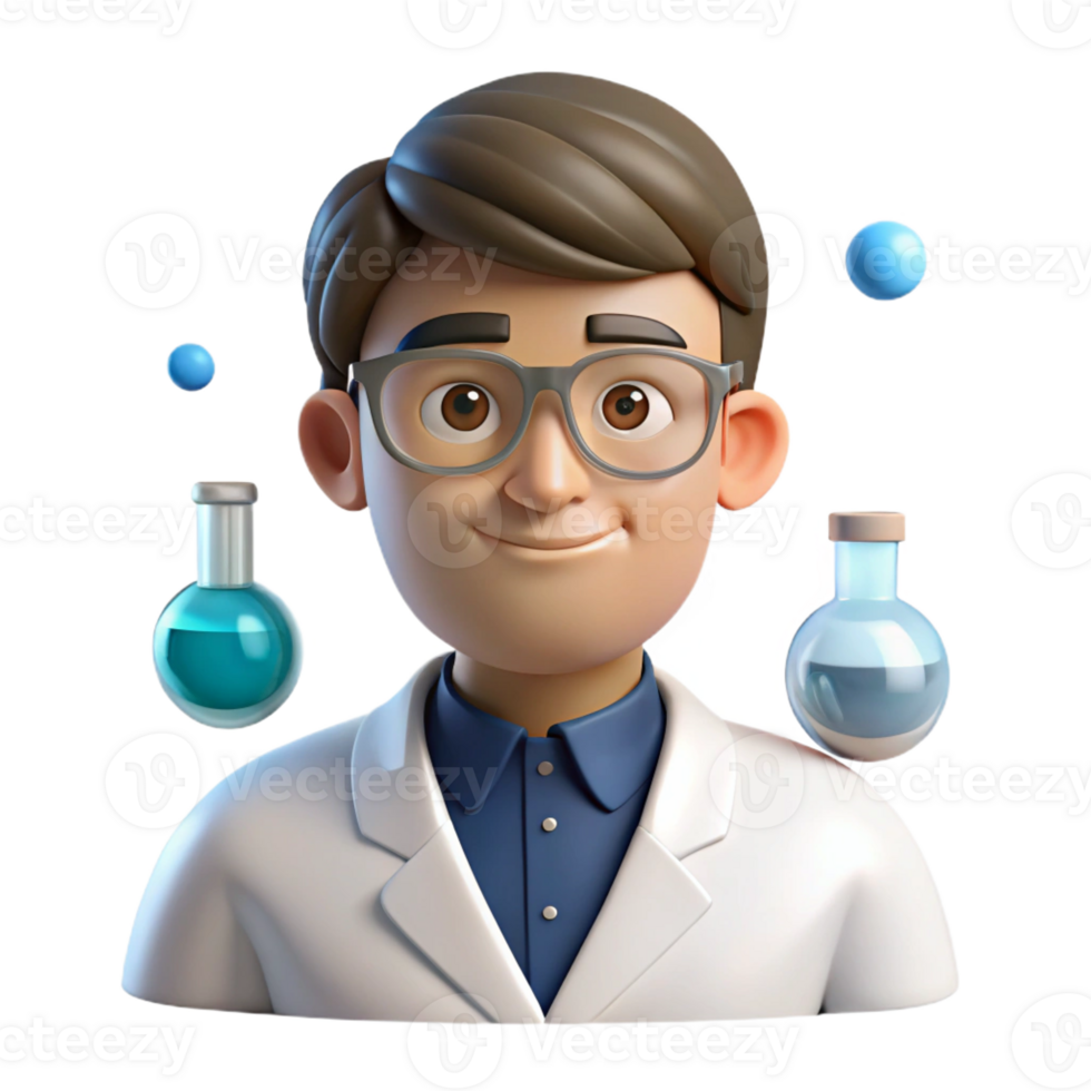 impressive rustic Portrait of a scientist with intelligent eyes and a focused gaze, surrounded by glowing scientific instruments, in a crisp, modern, minimalist style premium png