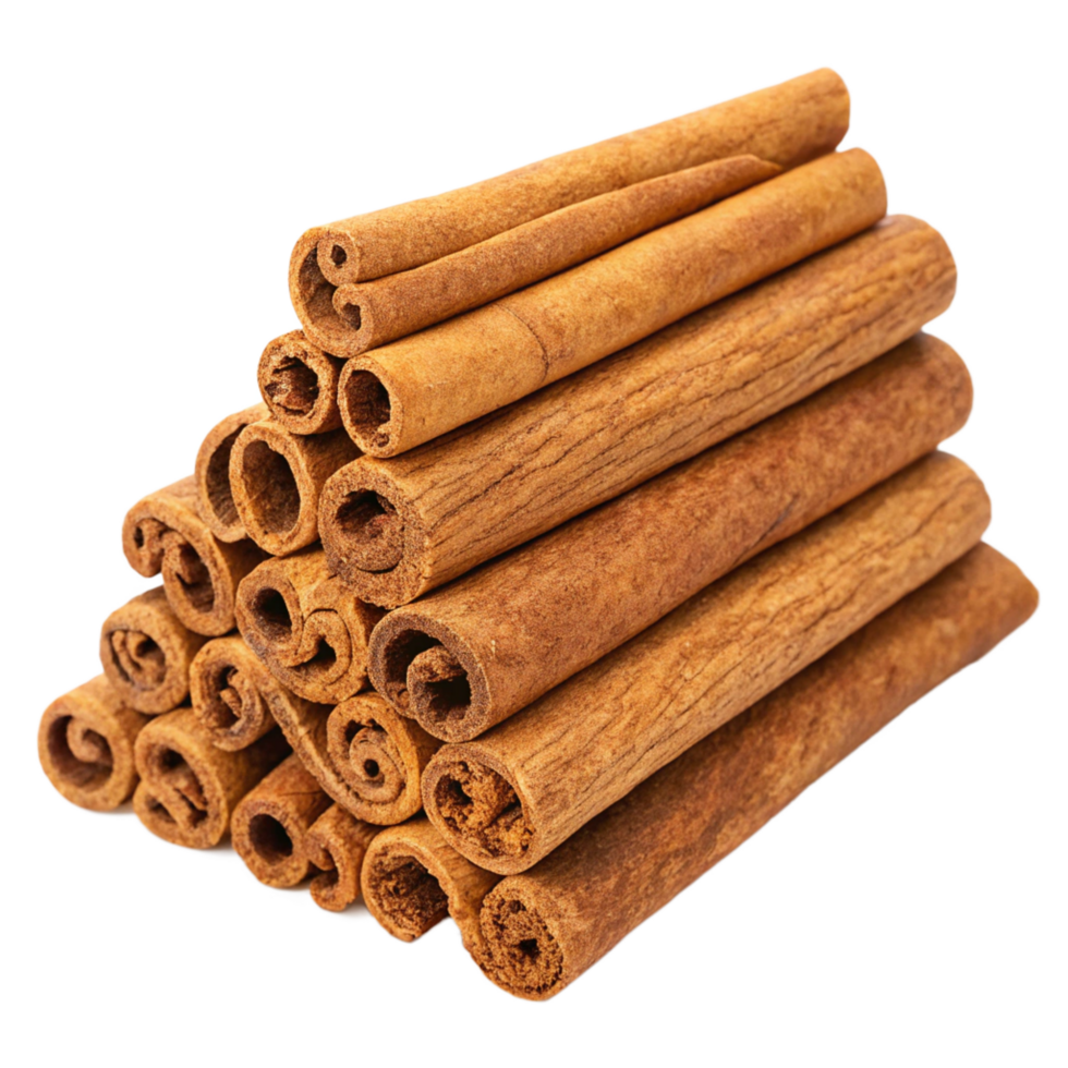 Aromatic Cinnamon Sticks Stacked in a Triangular Pyramid Shape png