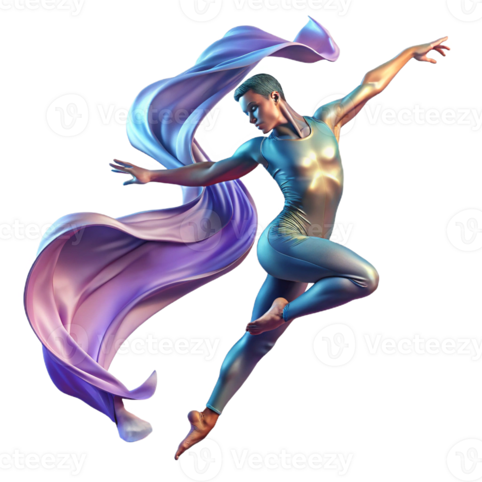 extraordinary traditional Portrait of a dancer mid-leap, with flowing fabric and dynamic movement, lit by dramatic stage lighting, in an Impressionistic style exclusive png