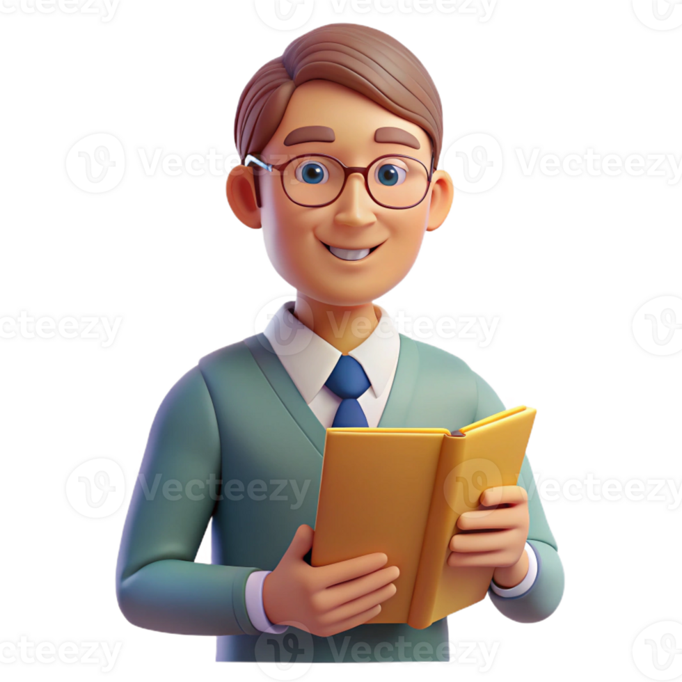 stunning classic Portrait of a teacher with a kind face and wise eyes, holding a book, illuminated by the soft light of a classroom window, in a warm, nostalgic style exclusive png