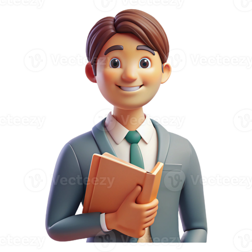 serene classic Portrait of a teacher with a kind face and wise eyes, holding a book, illuminated by the soft light of a classroom window, in a warm, nostalgic style high quality png