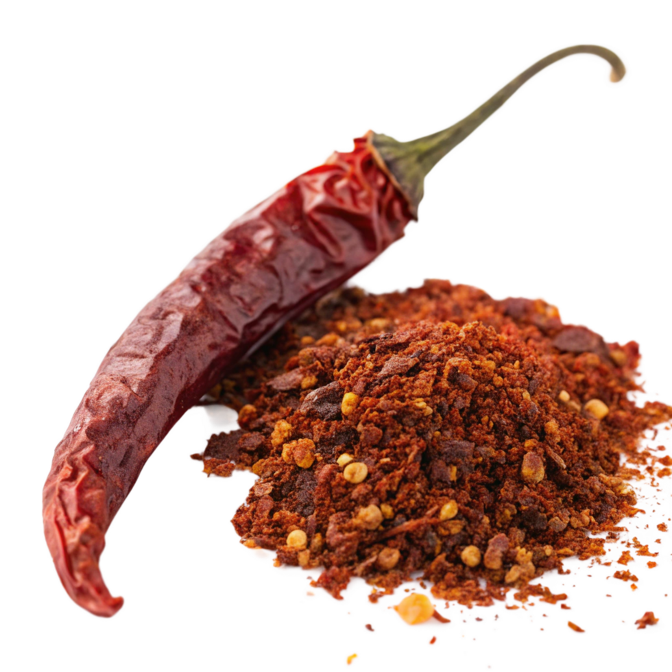 Dried Red Chili Pepper and Crumbled Chili Flakes Spicy Seasoning Ingredient png