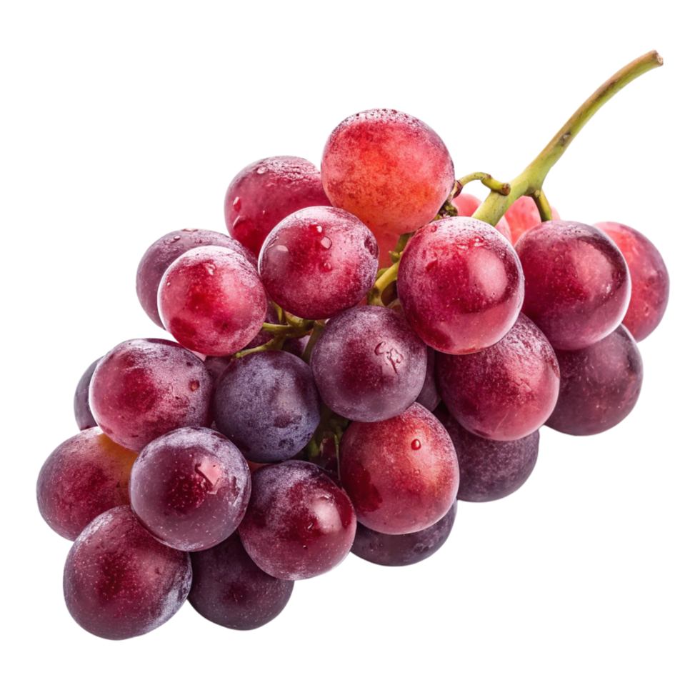 A Bunch of Red Grapes with Water Droplets on a Black Background png