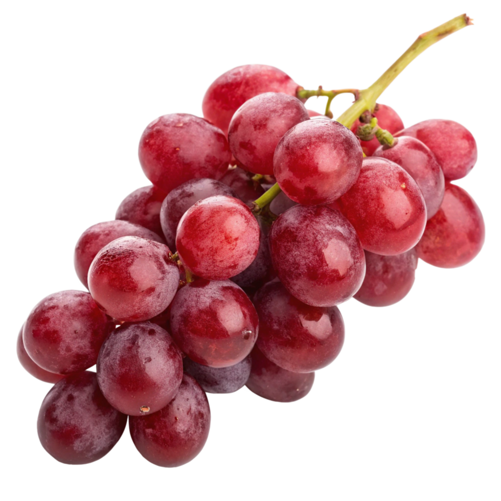 A bunch of red grapes isolated on a black background, showing juicy ripe fruit perfect for eating or winemaking png