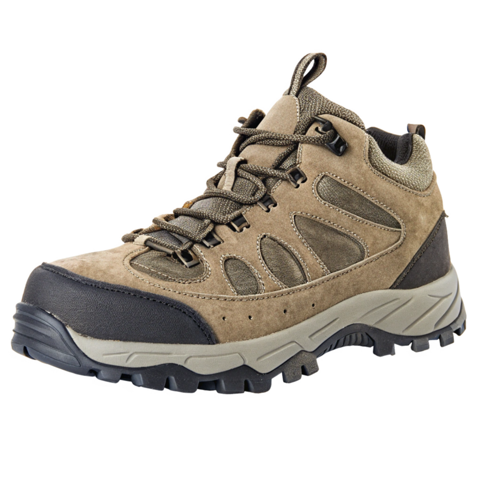Comfortable and Durable Tan Hiking Boot for Men, Perfect for Outdoor Adventures png